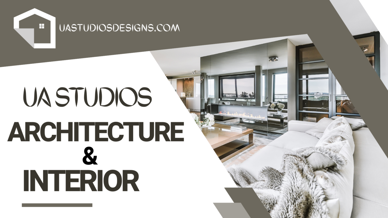 UA Studios an interior designing company name on image is displayed and USSTUDIOS best interior design company in Islamabad logo is placed on the top left corner and a beautiful image of modern interior is displayed 